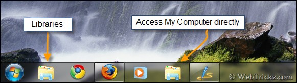 My Computer pinned to Windows 7 taskbar