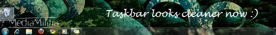 Windows 7 taskbar without notification area & clock