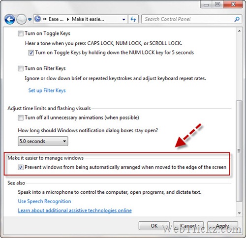 disable Snap in windows 7