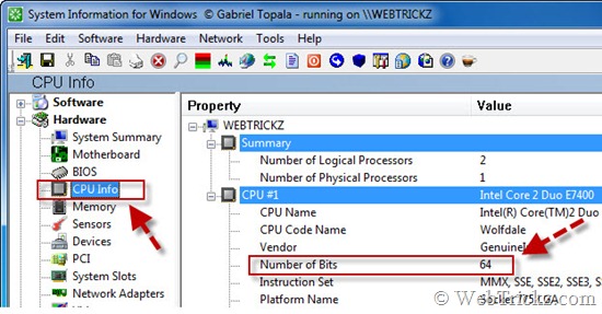 SIW - Number of Bits in CPU
