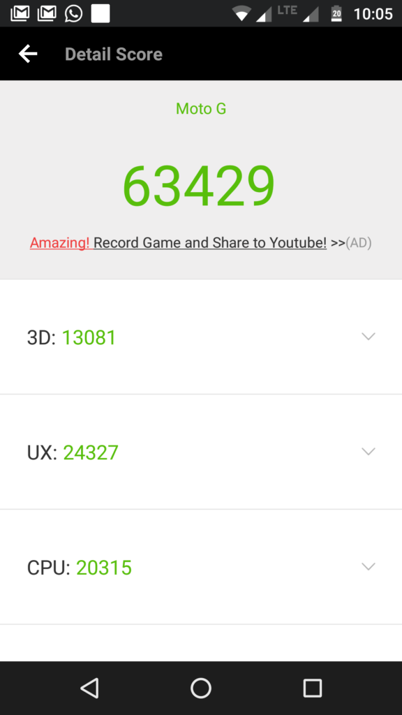 Moto G5 Plus AnTuTu benchmark score