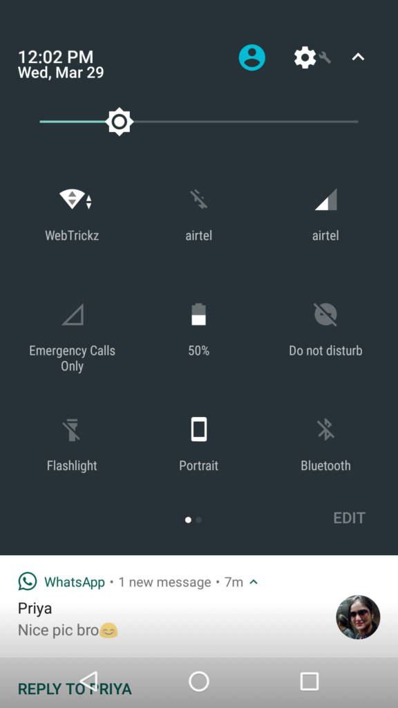 Moto G5 Plus quick settings