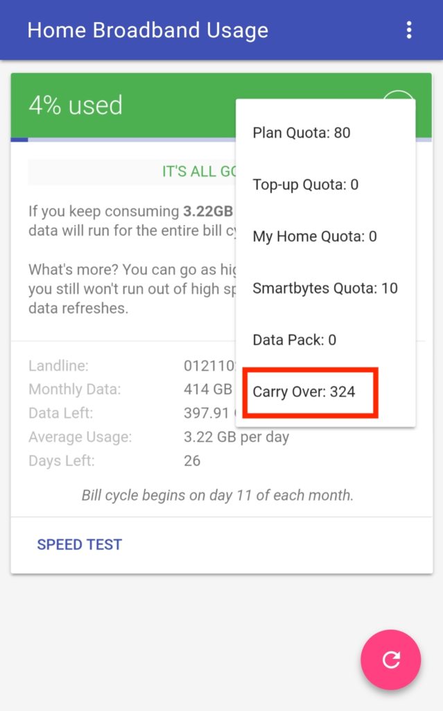 check Airtel broadband carry over data