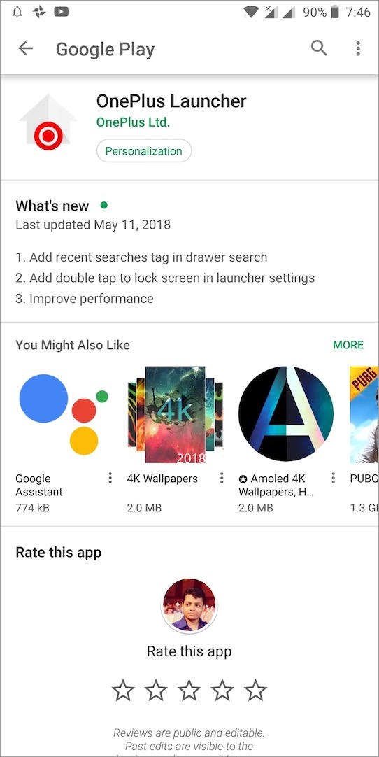 oneplus launcher update google play