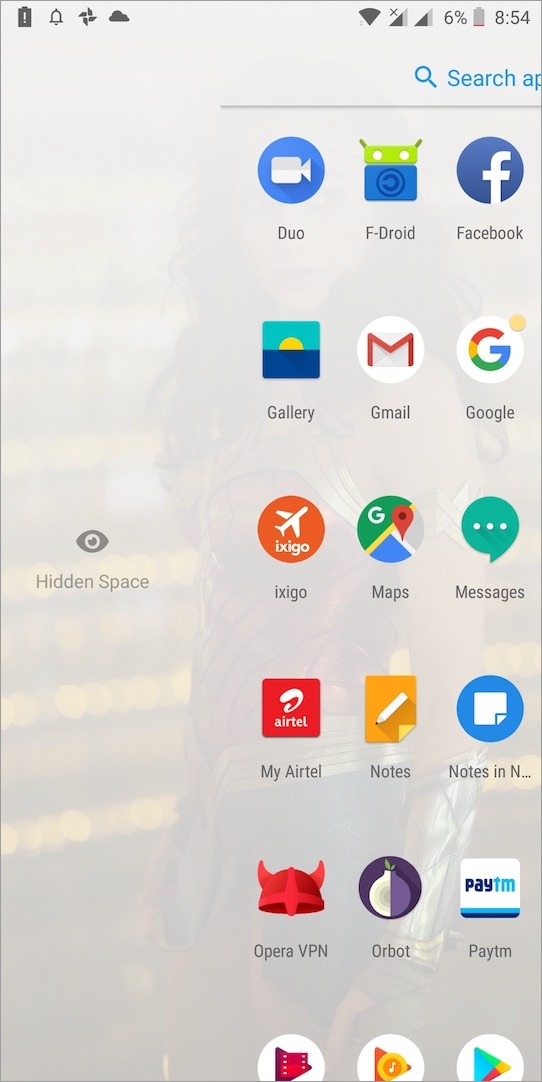 hidden space on oneplus