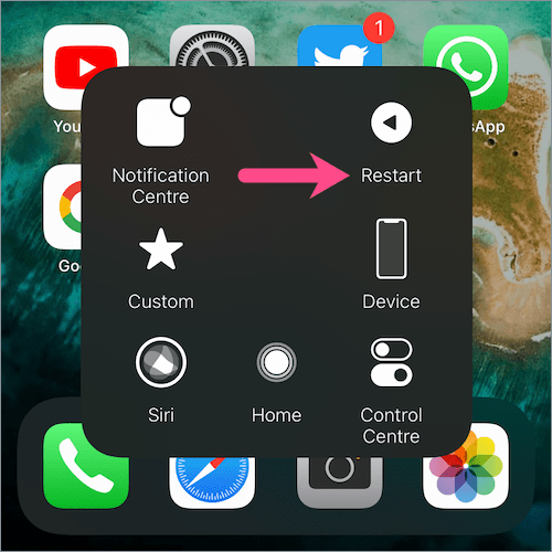 how to add restart option on iPhone and iPad