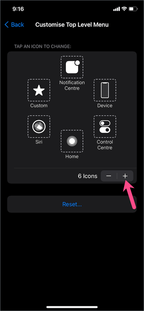 how to customise AssistiveTouch menu on iPhone