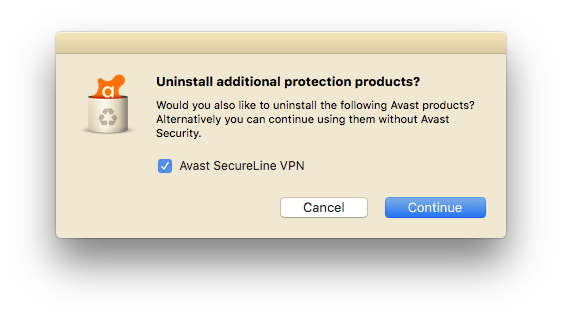 uninstall additional security products from Avast