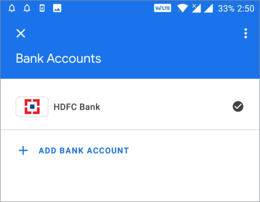 google pay select bank account