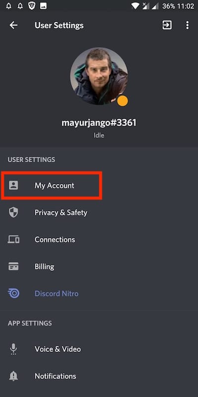 discord app my account