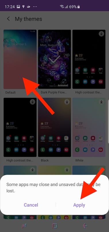 samsung galaxy default theme