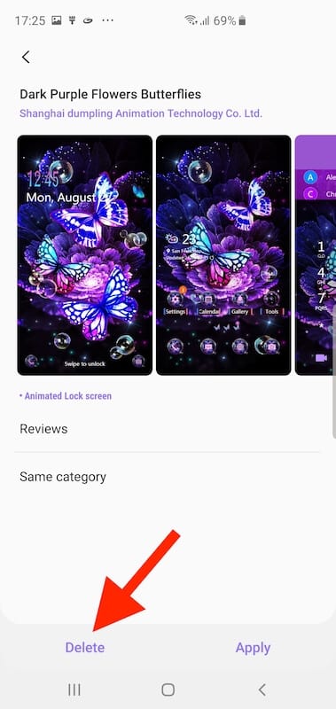 remove galaxy s9 theme