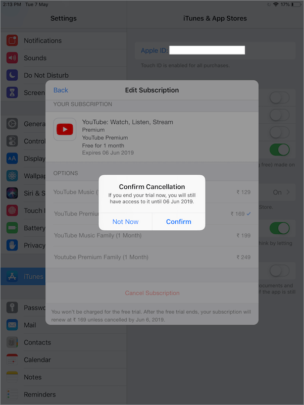 confirm cancellation