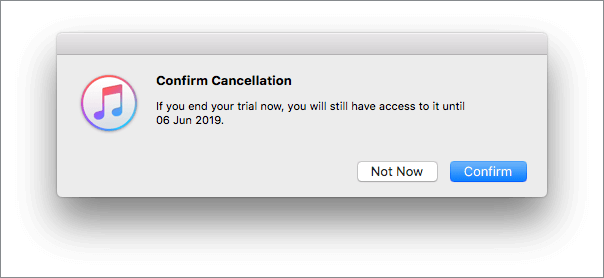 confirm cancellations in itunes app