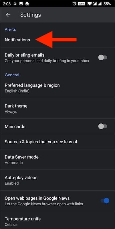 google news notifications