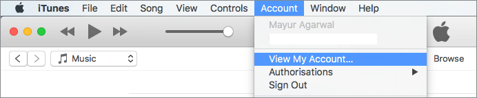 view my account in itunes