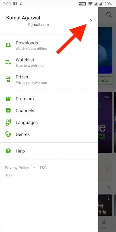hotstar app menu