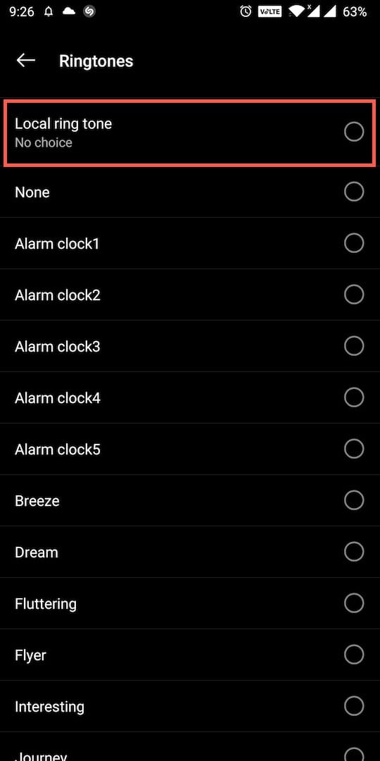 change alarm tone in oneplus