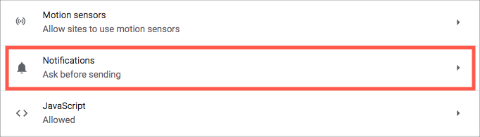 chrome notifications setting