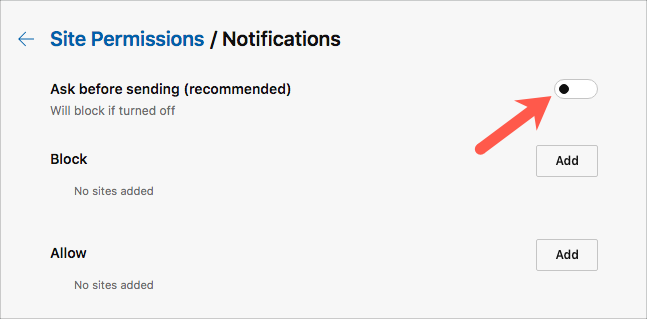 block notifications on edge browser