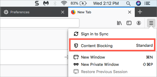 firefox content blocking