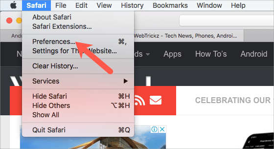 safari browser preferences
