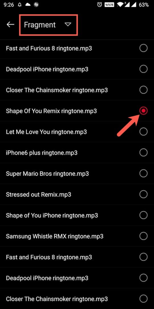 select local ringtone