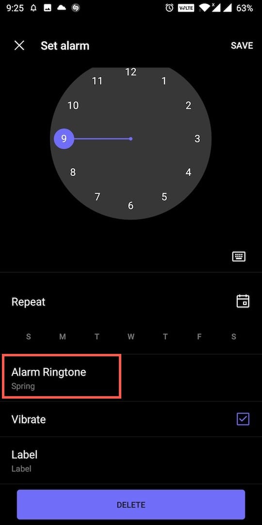 alarm ringtone in oneplus