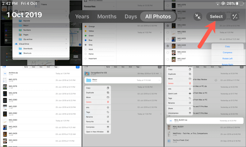 select multiple photos in photos app