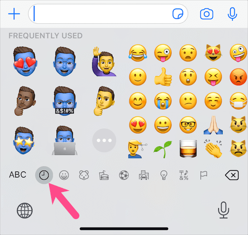 frequently used memoji stickers on iphone