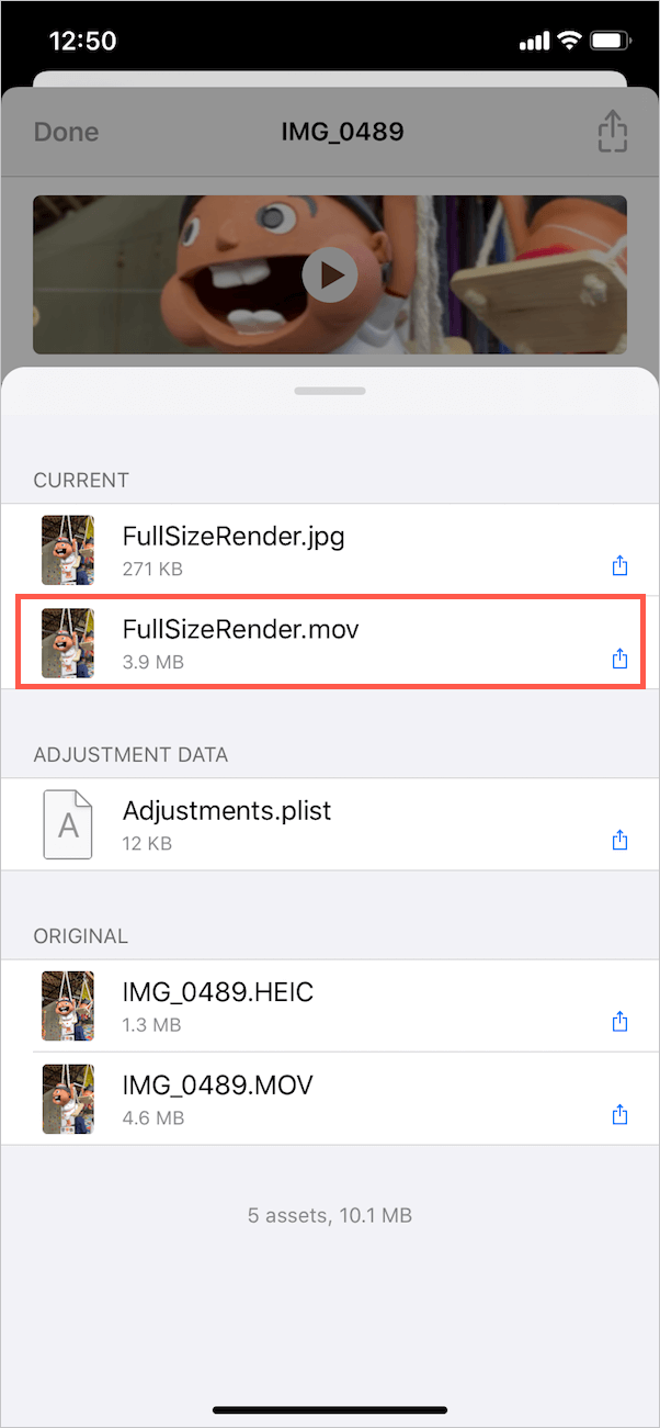 mov file of a live photo with effects