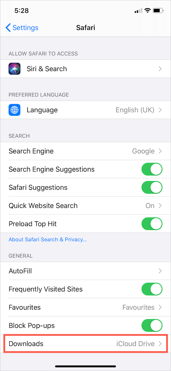 change downloads location in safari