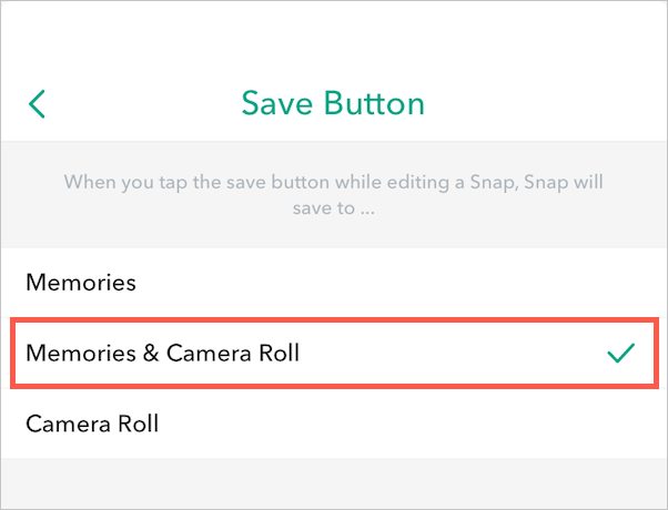 save snapchat snaps to camera roll