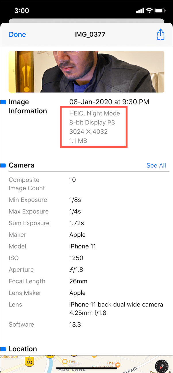find night mode photos in ios 13 on iphone