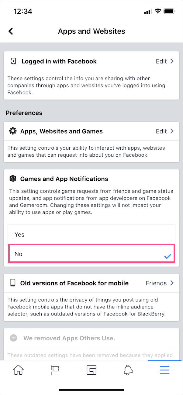 block game requests and invites on facebook app