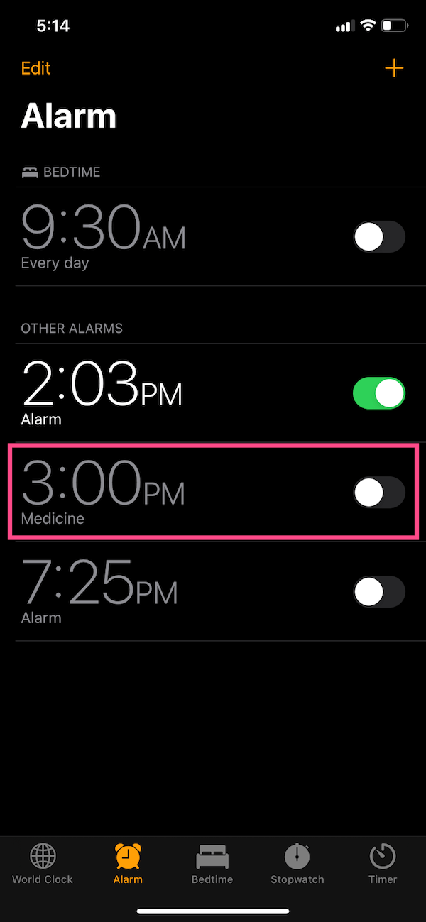 edit alarm in ios 13 on iphone