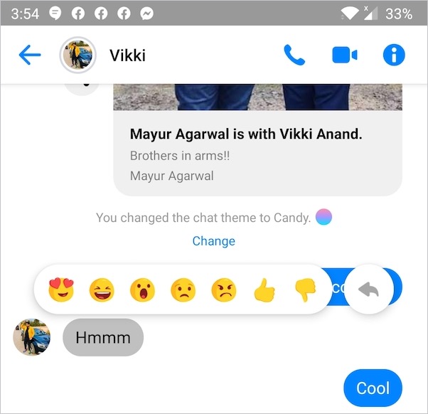 messenger reactions