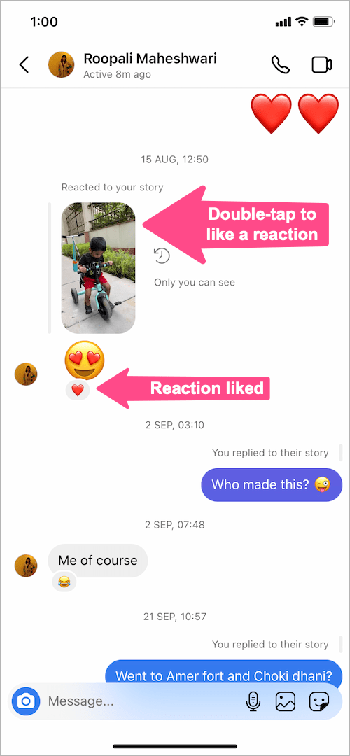 like reaction on instagram story