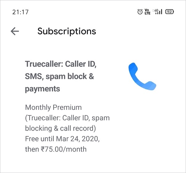 subscriptions on android