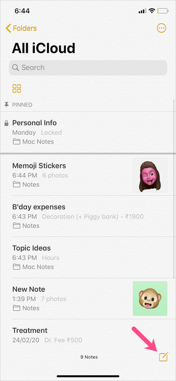 notes app on iphone