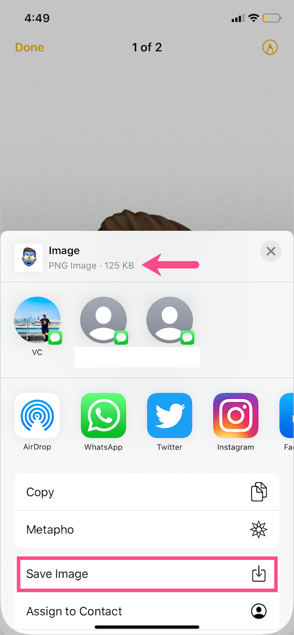 Save Memoji Sticker to Photos on iPhone