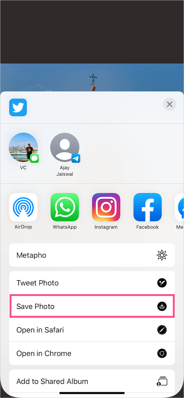 save 4k photo to gallery in twitter on iphone