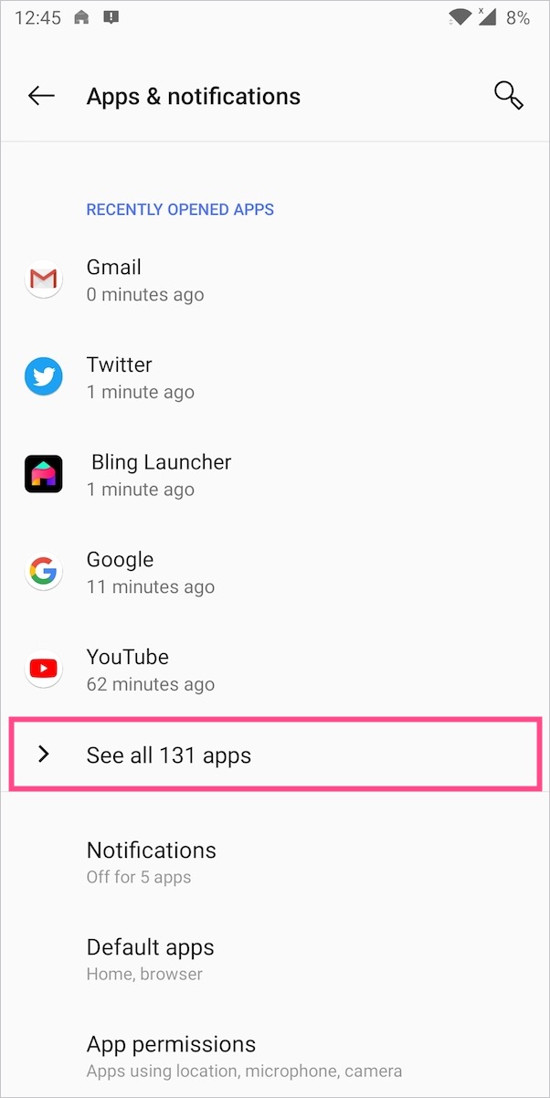 see all apps on android