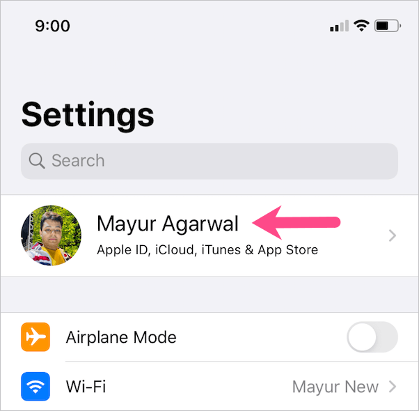 iphone settings menu