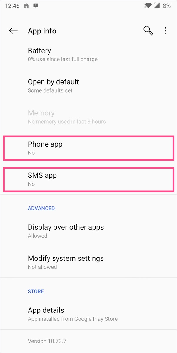 configure phone and sms app in truecaller