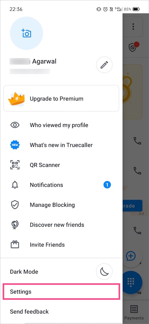 truecaller settings