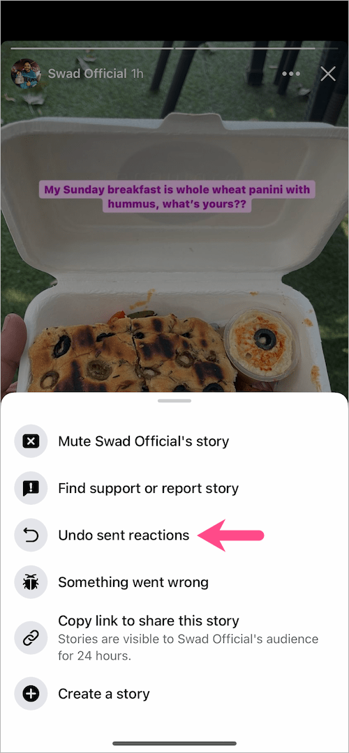 how to delete reaction from facebook story