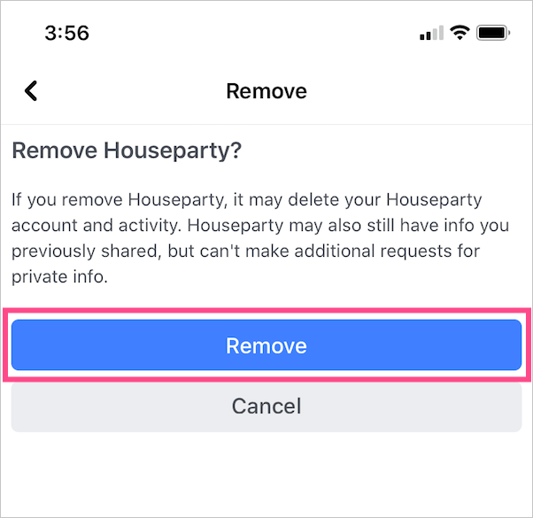 unlink houseparty app from facebook