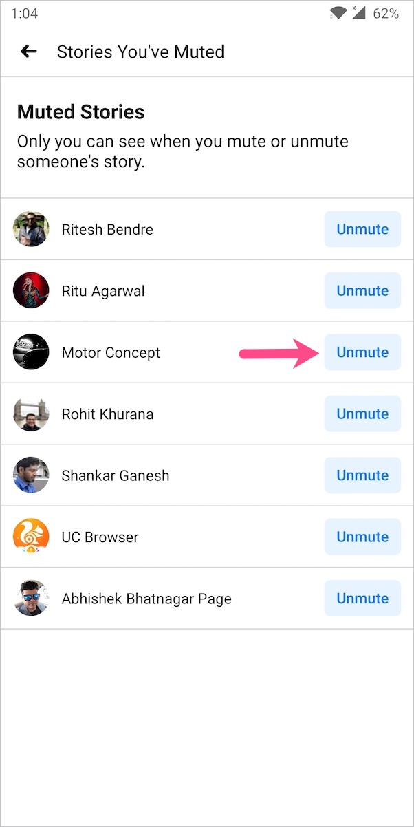 unmute facebook stories on android