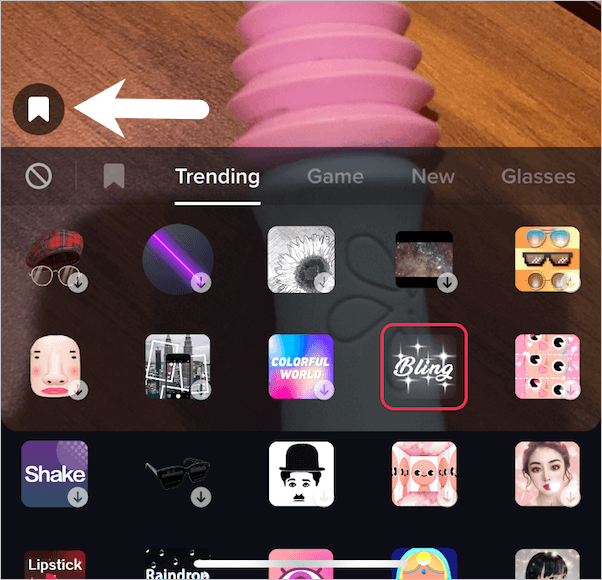 bookmark an effect in tiktok app